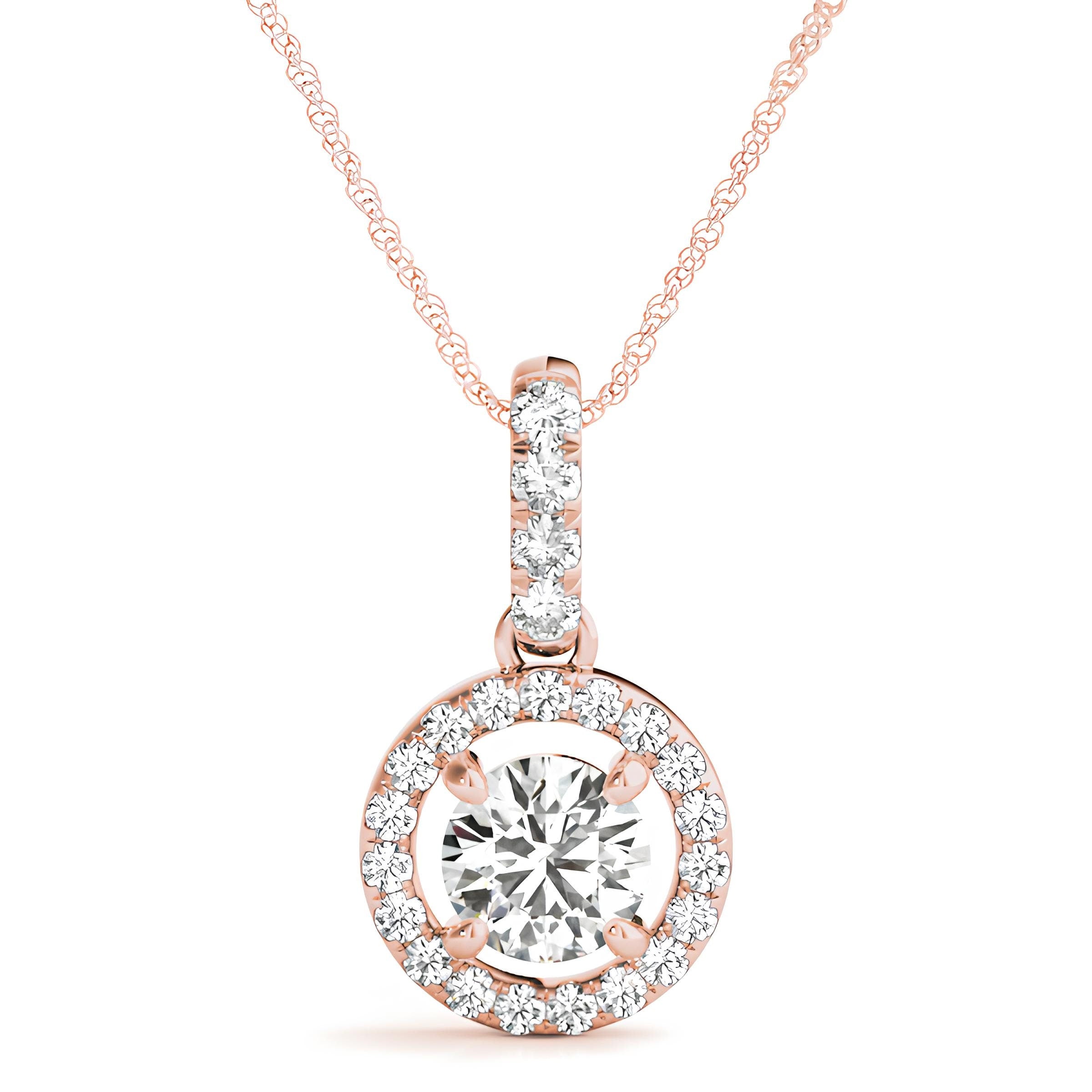 Halo Pendant Necklace 1.00 Carat EF VS/SI Lab Grown Round Diamond, IGI Certified Diamond Pendant Chain, Anniversary Gift, Gift For Women's